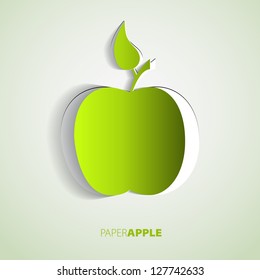 Greeting card with apple from paper - vector