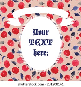Greeting card with apples. Template design can be used for packaging, invitations, Birthday decoration,bag template, print for mag cup and etc. 