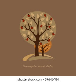 Greeting card with apple-trees