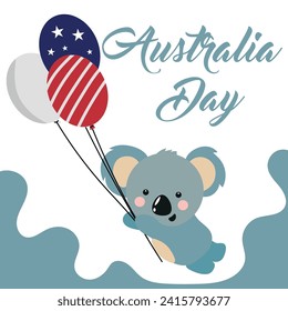 Grußkarte für den Australischen Tag mit Koala-Bär und Ballons