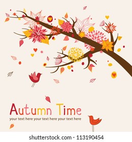 Greeting card with autumn branch