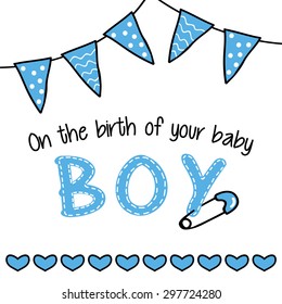 Greeting card for a baby boy arrival