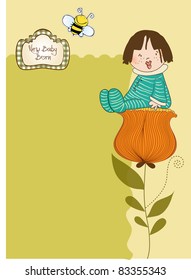  greeting card with a baby sitting on a flower