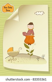  greeting card with a baby sitting on a flower