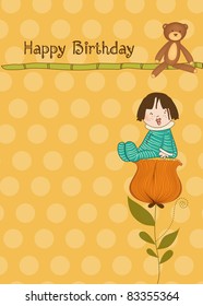  greeting card with a baby sitting on a flower