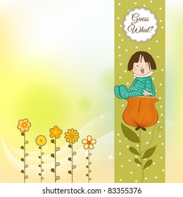  greeting card with a baby sitting on a flower