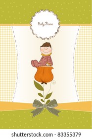  greeting card with a baby sitting on a flower