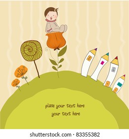  greeting card with a baby sitting on a flower