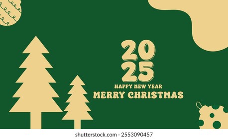 Fondo de tarjeta de felicitación Árbol de Navidad y feliz año nuevo diseño Plantilla