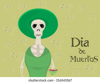 Greeting card or background for day of the dead.Vector illustration