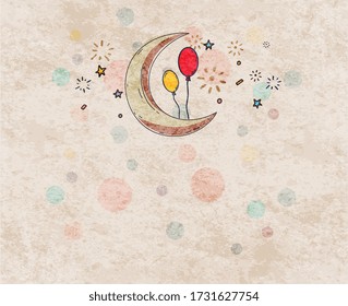 Greeting Card Background for Eid or Ramadan.
Crescent and balloon symbol
vector 