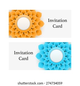 Greeting card or background with flowers and space for text. Vector Illustration isolated on white background.