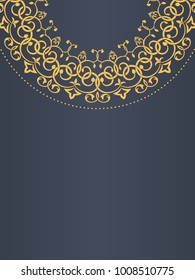 Greeting Card Background, Golden Frame, Floral Elements, Cirrus, Template 