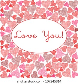 Greeting card. Background with hearts. Valentine card.