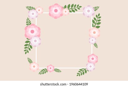 Greeting card background illustration with flower frame