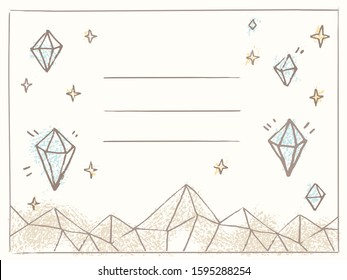 Greeting card background in illustration style. Diamonds, stars, pop, the little prince, children's fairy tale