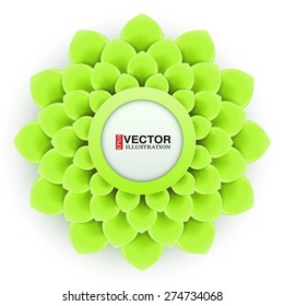 Greeting card or background with light green flower. Vector Illustration isolated on white background.