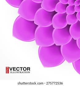 Greeting card or background with light purple flower and space for text. Vector Illustration isolated on white background.