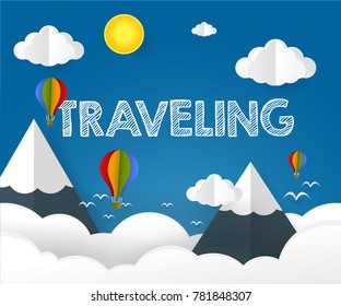 greeting card backgroung with paper cut style
