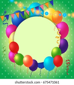 Greeting Card, Balloons on Dot Pattern