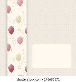 Greeting card with balloons. Used as a backdrop. beige background. used for holiday or birthday. space for text