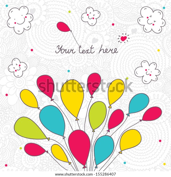 Greeting Card Balloons Vector: vector de stock (libre de regalías ...
