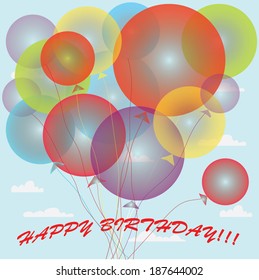greeting card with balloons. vector illustration