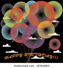 greeting card with balloons. vector illustration