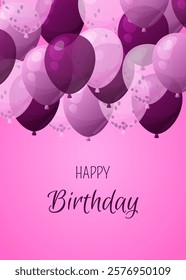 Greeting card with balloons. Vector illustration for greeting card, poster, cover. Birthday.
