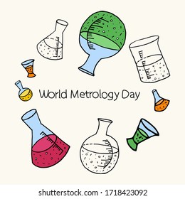 Greeting card, banner poster for the day of chemistry, metrology, science.