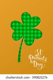 Greeting card, banner, poster etc. with Saint Patrick s day symbol - shamrock. Vector background. National Irish holiday.