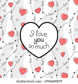 greeting card, banner, poster - size 2x2 - I love you so much. Happy 8 March and Valentine's Day. Women's Day and Day of Love. 