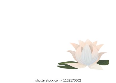 Greeting Card or Banner vector template with Lotus Water Lily illustration. Lotus Water Lily as Sacred Flower of Ancient East.