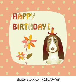 	greeting card with a basset hound