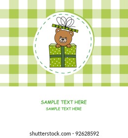 Greeting card. bear out of a gift.