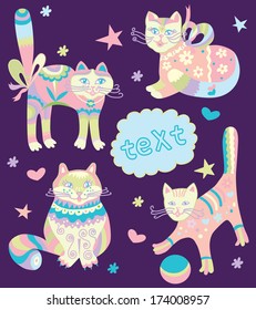 Greeting card with beautiful cats