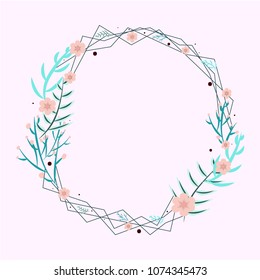 Greeting card . Beautiful decorative framework with flowers.Decorative series of card, with space for text.