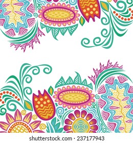 Greeting card with beautiful flowers vector illustration