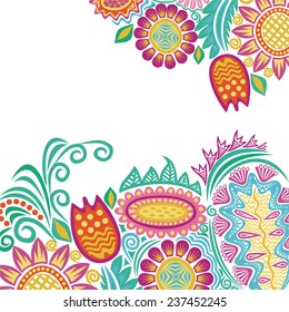 Greeting card with beautiful flowers vector illustration