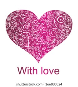 Greeting card with beautiful lacy heart