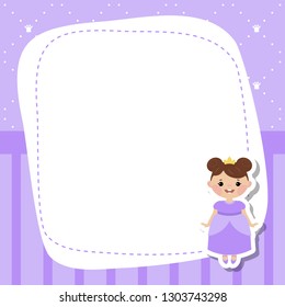 Greeting card with beautiful princesses. Vector background.