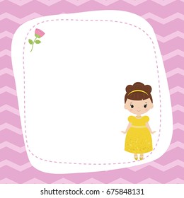 Greeting card with beautiful princesses. Vector background.