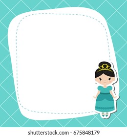 Greeting card with beautiful princesses. Vector background.