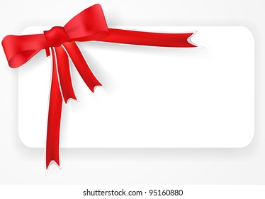 Greeting card with a beautiful red ribbon and bow