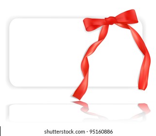 Greeting card with a beautiful red ribbon and bow