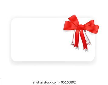 Greeting card with a beautiful red ribbon and bow