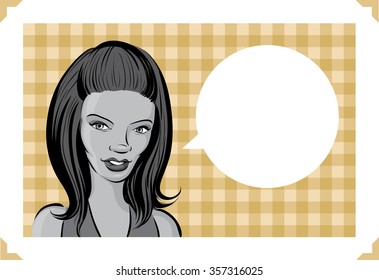 Greeting card with beautiful woman