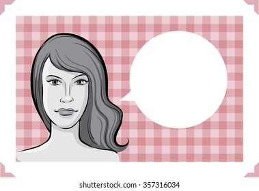 Greeting card with beautiful woman