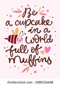 Greeting card with bee and inscription