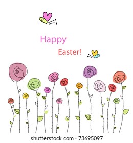 Greeting card with bee and roses